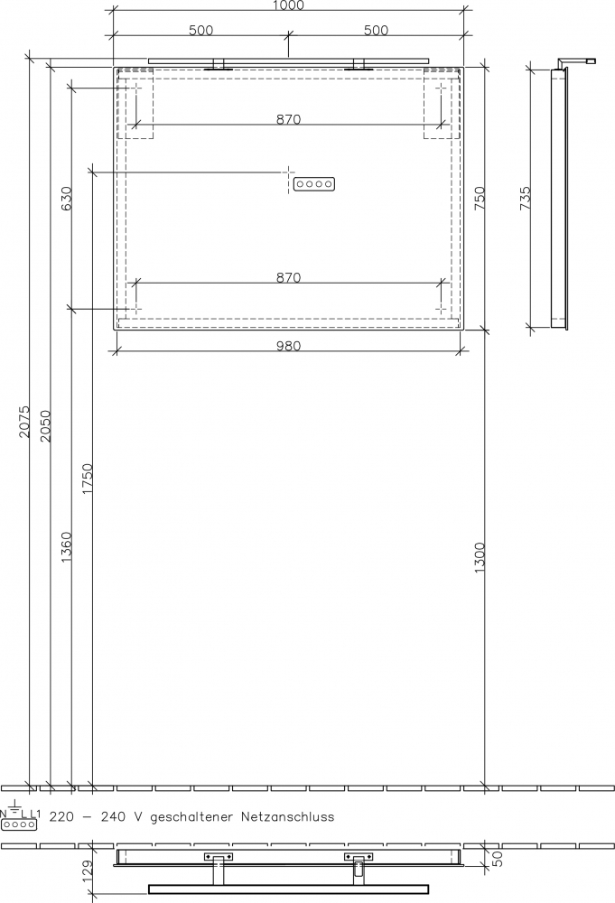 Зеркало Villeroy & Boch More to See A404 1000 100 см