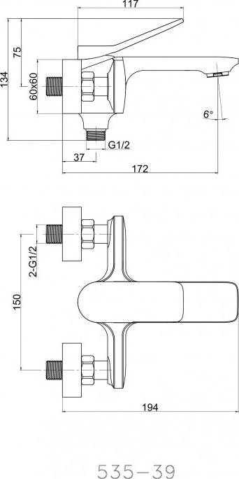 Смеситель для ванны с душем Cersanit Odra 63051, хром