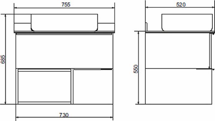 Тумба с раковиной Comforty Штутгарт 75 00-00001884, дуб тёмно-коричневый