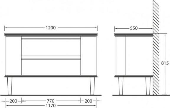 Тумба для комплекта BelBagno RADICE1200-2A/2C-810-BL bianco lucido