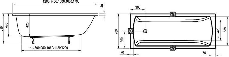 Акриловая ванна Ravak Classic II 140x70 CC21000000, белый