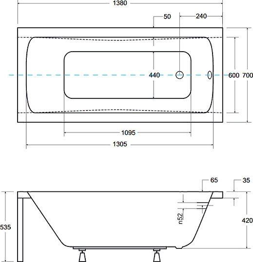 Акриловая ванна Besco Optima 140x70 WAO-140-PK