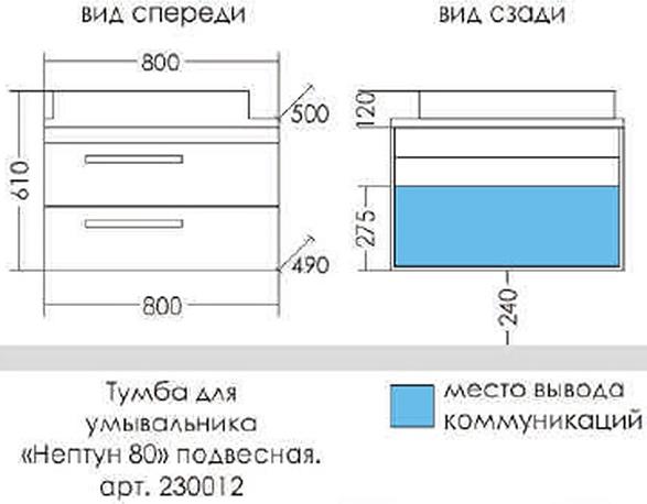 Тумба под раковину СанТа Нептун 80 230012, белый