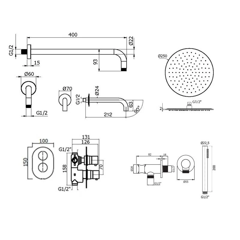 Душевая система Plumberia Selection Ixo KITXOT19NO260 черный