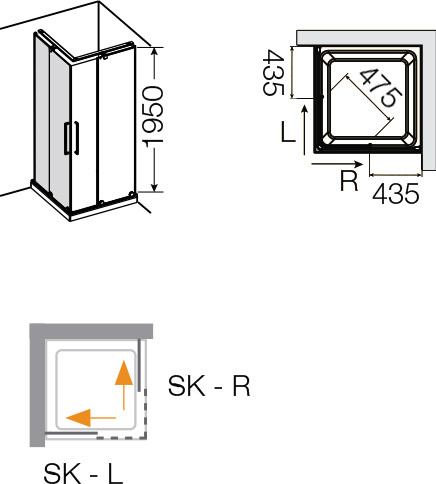 Душевой уголок Provex S-Lite 0004 SK 05 GL 90 см