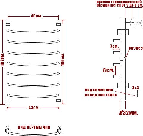 Полотенцесушитель электрический Ника Arc ЛД 100/40-7