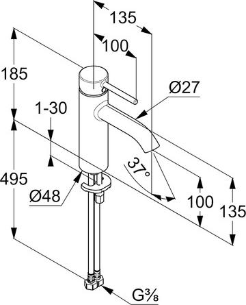 Смеситель для раковины Kludi Bozz 382820576, хром