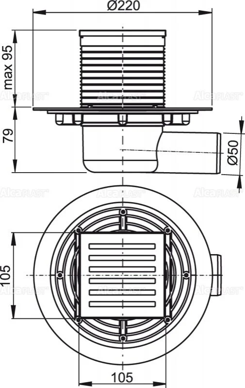 Душевой трап AlcaPlast APV103 с боковой подводкой