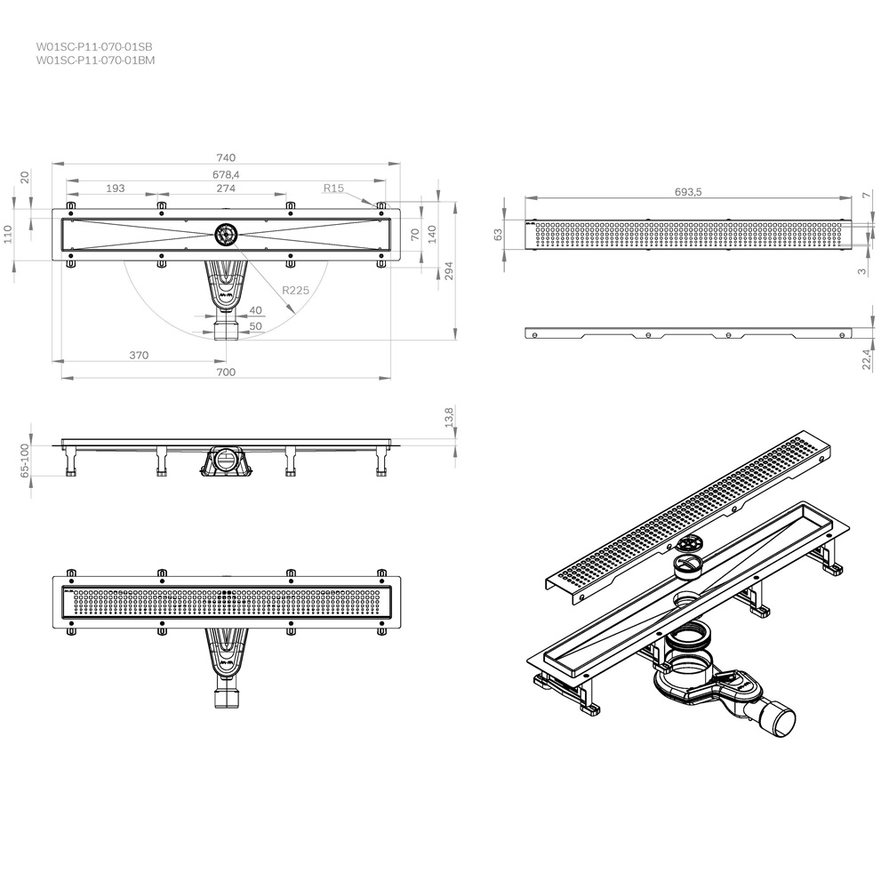 Душевой трап AM.PM MasterFlow 70 W01SC-P11-070-01SB хром