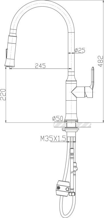 Смеситель для кухни BelBagno Nova BB-LAM38-IN, нержавеющая сталь