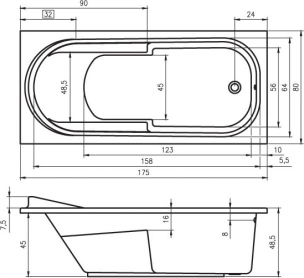 Акриловая ванна Riho Columbia 175х80 B003001005