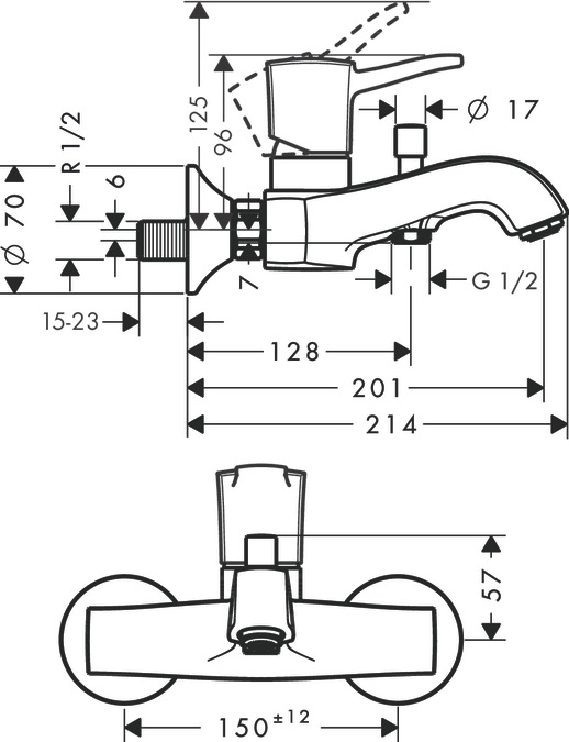 Смеситель для ванны Hansgrohe Metropol Classic 31340090, хром золото