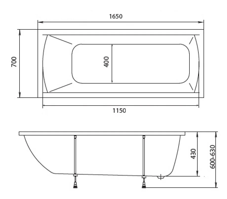 Акриловая ванна Marka One Modern 01мод16570 белый