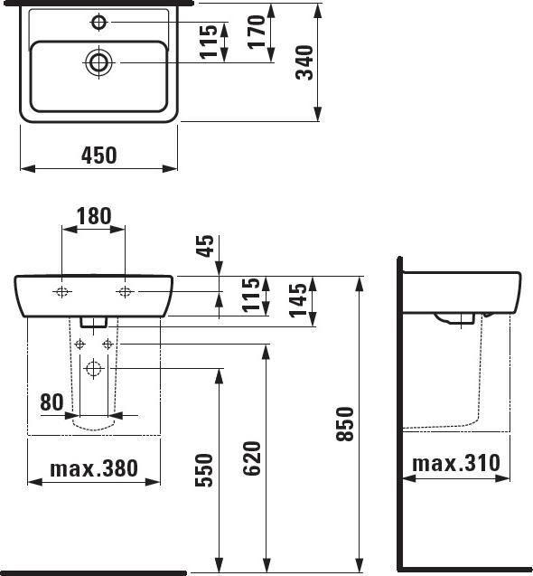 Мини-раковина Laufen Pro 8.1195.1.000.104.1 45 см