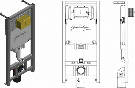 Комплект унитаз с инсталляцией Jacob Delafon Struktura E21750RU-00 кнопка чёрная