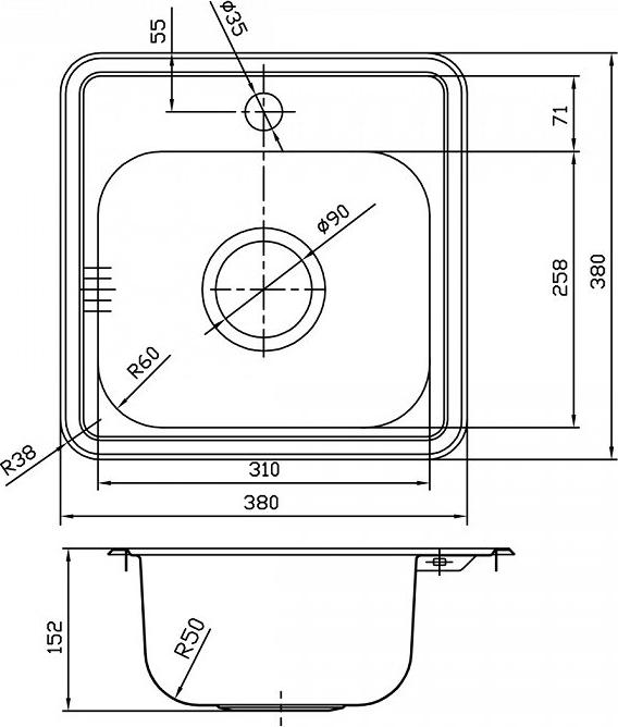 Кухонная мойка Iddis Strit STR38S0i77, хром матовый