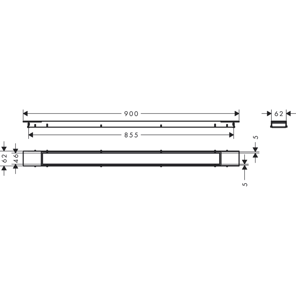 Решетка для душевого трапа Hansgrohe RainDrain 90 см 56216800 сталь