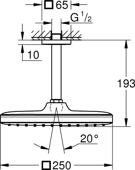 Верхний душ с кронштейном Grohe Tempesta 26683000, хром