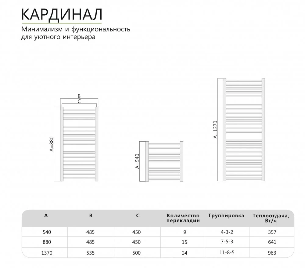 Полотенцесушитель водяной Benetto Кардинал Кардинал П24 500*1366 хром