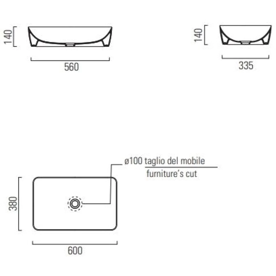 Раковина накладная GSI Pura 60x38 903615 голубой матовый