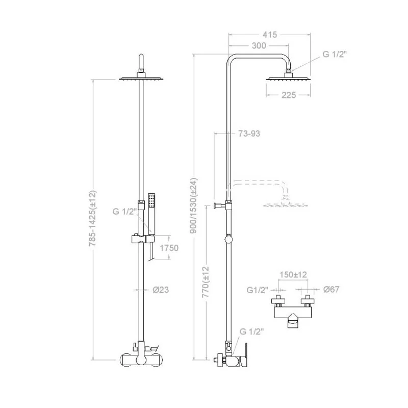 Душевая система Ramon Soler Rs-Q 9358RPK225 хром