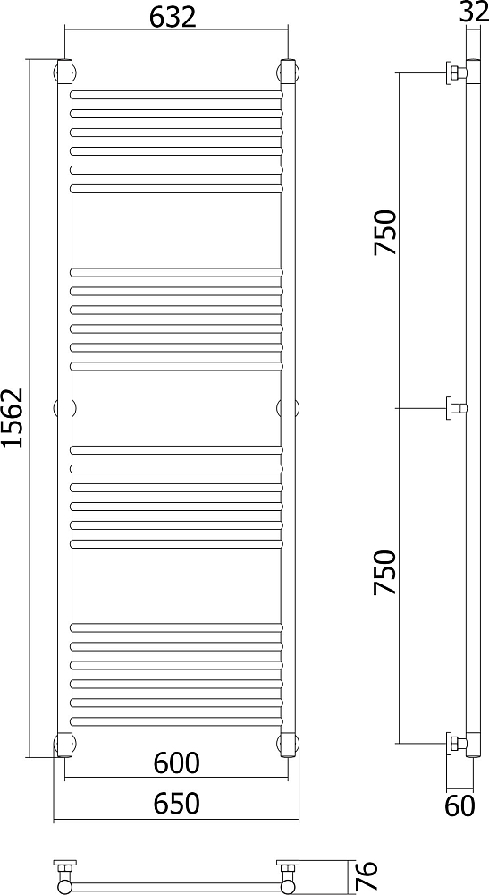 Полотенцесушитель водяной Сунержа Богема+ 150x60 прямая