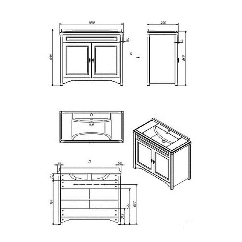 Раковина Caprigo Preston DK 1000 белый