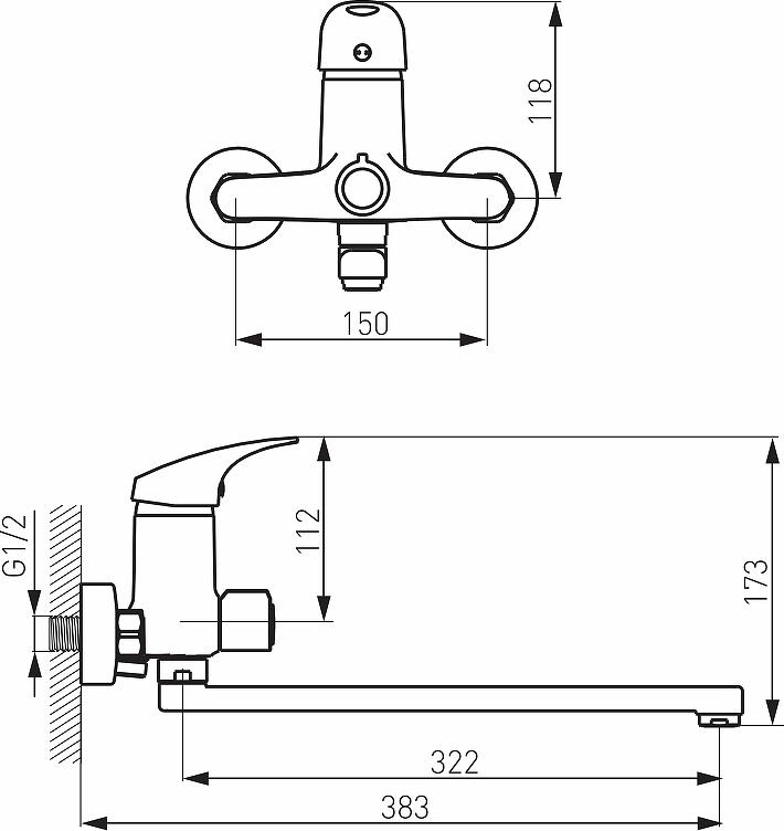 Смеситель для ванны Ferro Ferro One BFO55A, хром