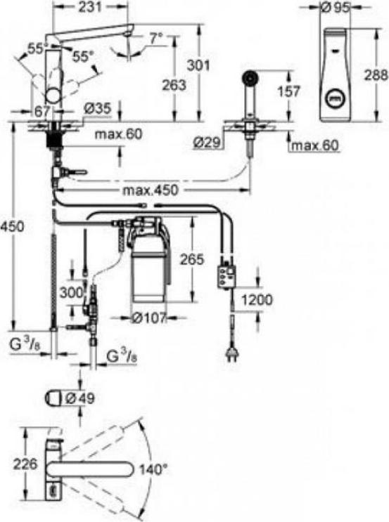 Смеситель для кухонной мойки Grohe Blue 31354001