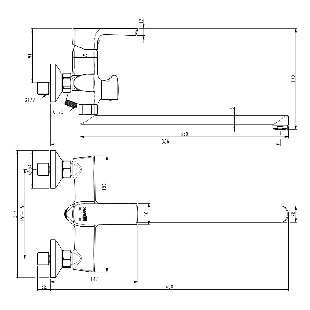 Смеситель для ванны с душем Lemark Ursus LM7251BL черный