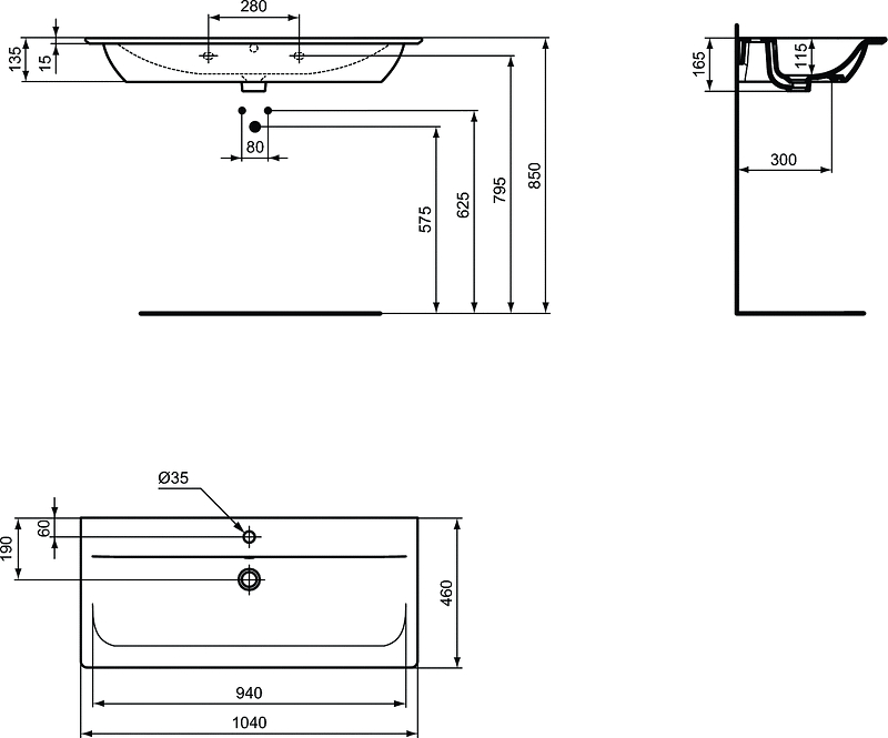 Раковина Ideal Standard Connect Air Vanity 104 E027401, белый