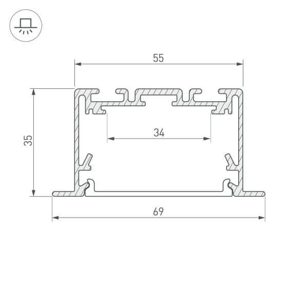 Профиль Arlight S2-LINIA69-F-2500 SEAMLESS BLACK (Arlight, Алюминий) 033534