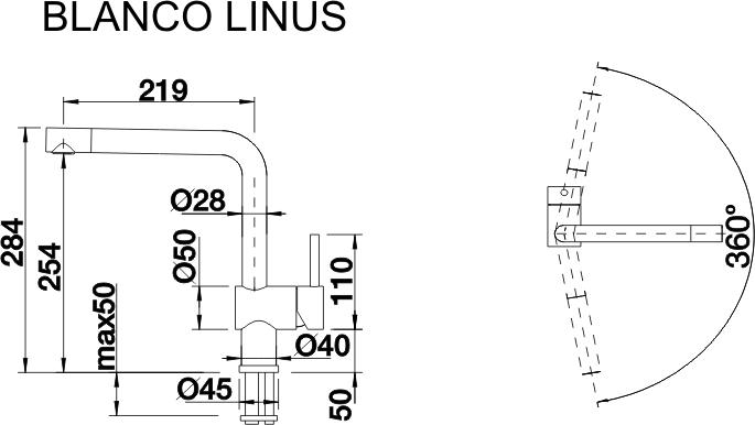 Смеситель Blanco Linus 526149 чёрный