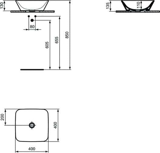 Раковина накладная 40 см Ideal Standard Connect Air E034701, белый