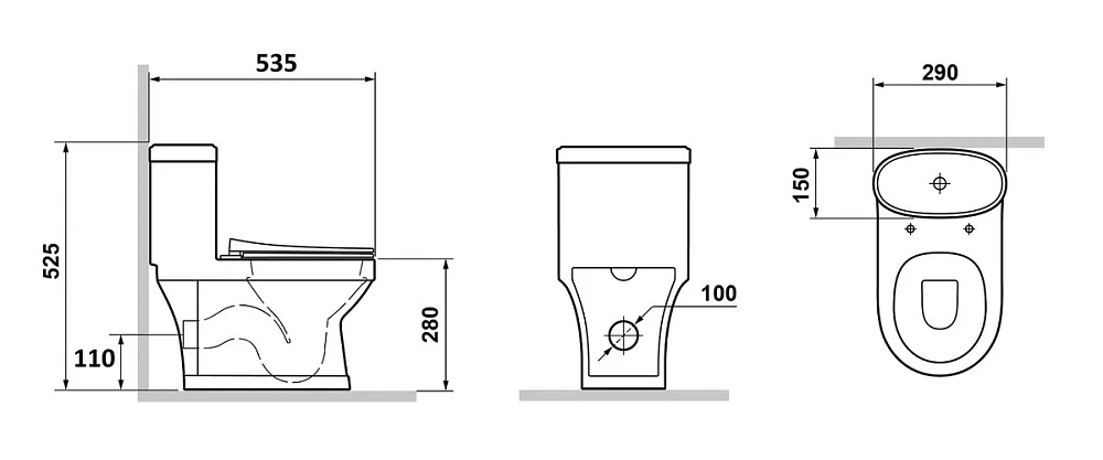 Унитаз моноблок Badenbecher, детский, крышка микролифт, белый, T02W