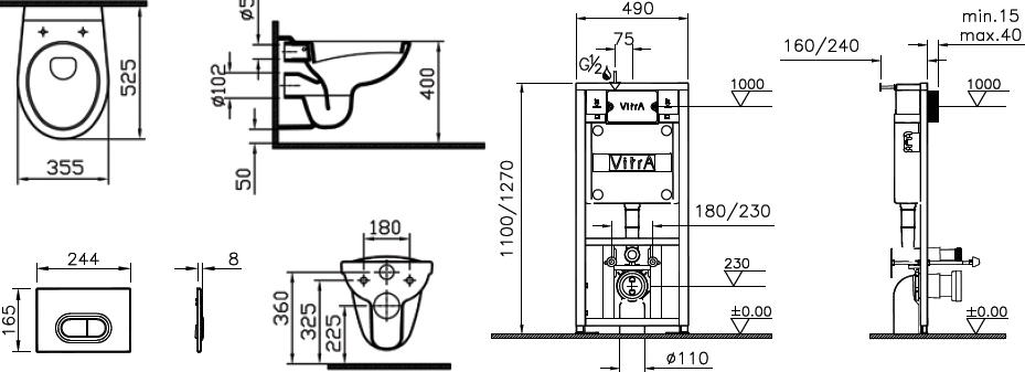 Комплект VitrA Normus 9773B003-7201 кнопка белая