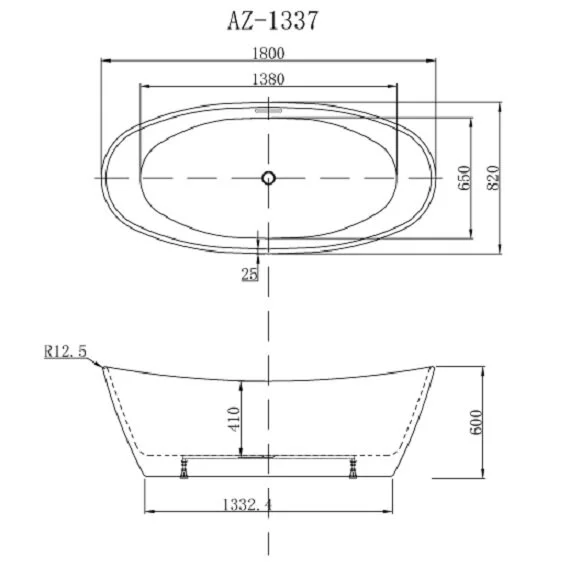 Акриловая ванна Azario Easton AZ-1337B белый, черный