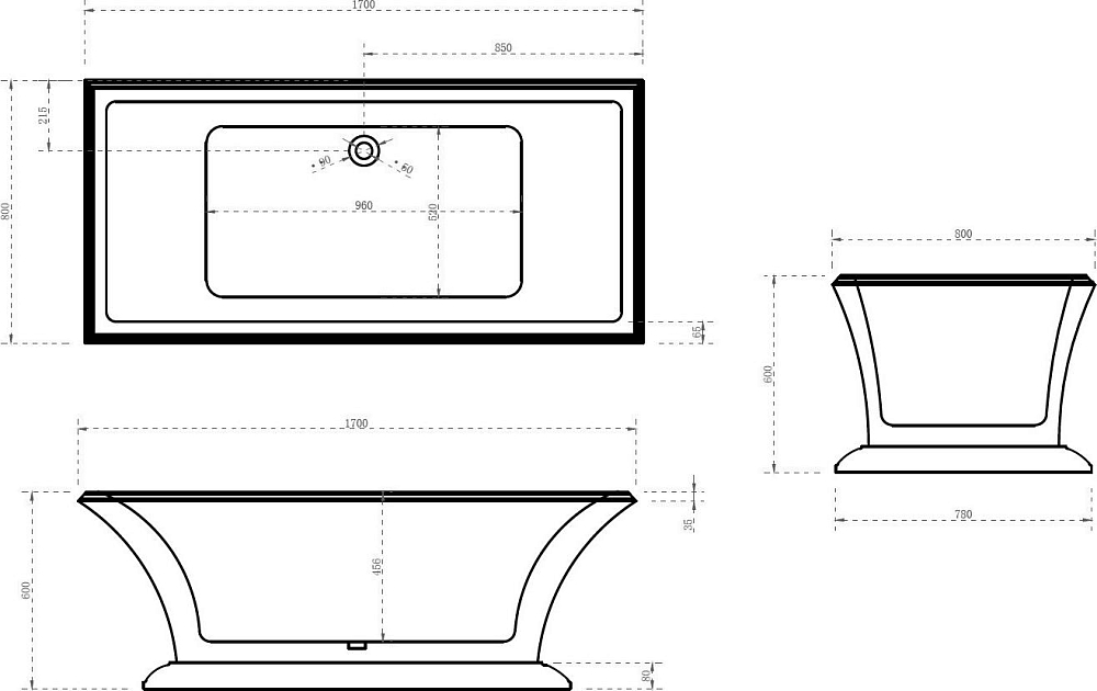 Акриловая ванна Abber 170x80 AB9238