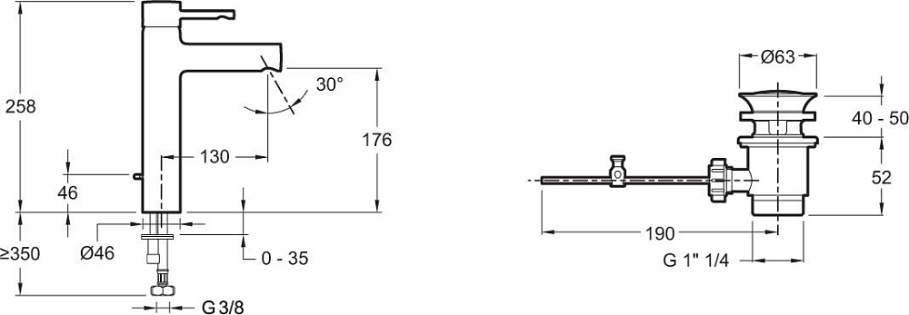 Смеситель для раковины Jacob Delafon Cuff E37303-CP