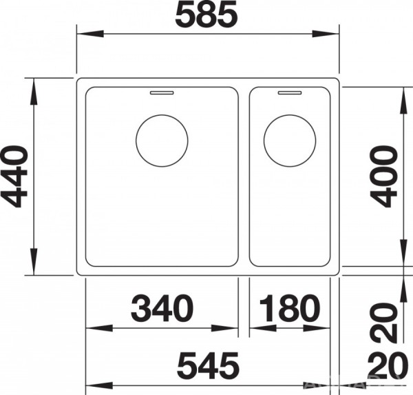 Кухонная мойка Blanco Andano 340/180-IF 522975 чаша слева