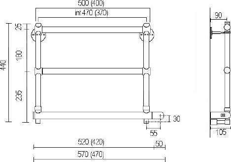 Полотенцесушитель электрический Margaroli Sole 540-3 BOX 5404703GDB, золото