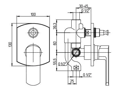 Смеситель для ванны с душем Paini Flat KKCR691 хром