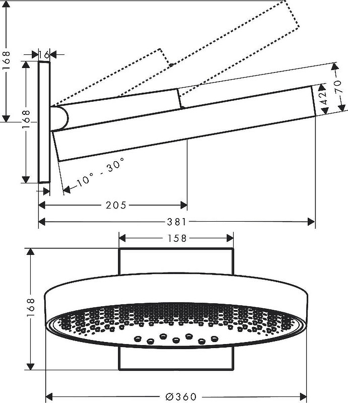 Верхний душ Hansgrohe Rainfinity 360 3jet 26234140, бронза