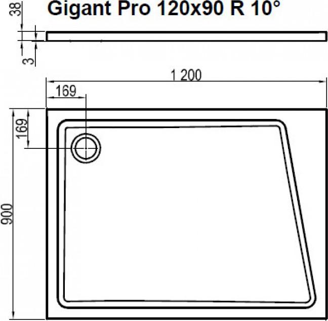 Поддон для душа 120х90 см Ravak GalaxyPro 10° XA05G70101L