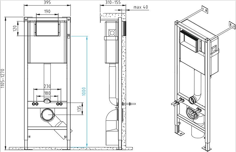 Комплект Cersanit Carina XL CO DPL EO slim + Cersanit Vector + Cersanit Blick 64440, хром матовый