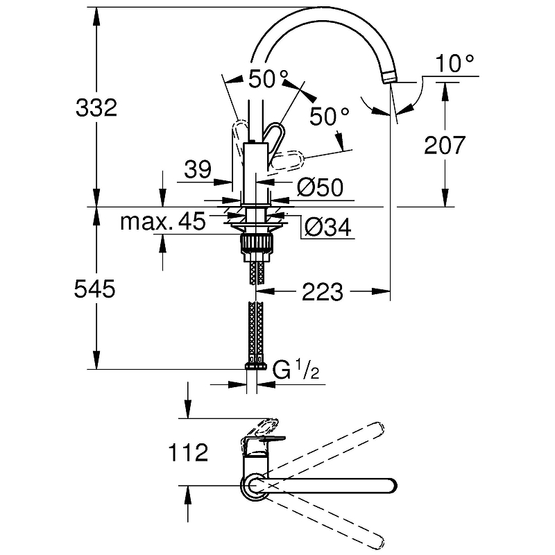 Смеситель для кухни Grohe BauFlow 31230001 хром