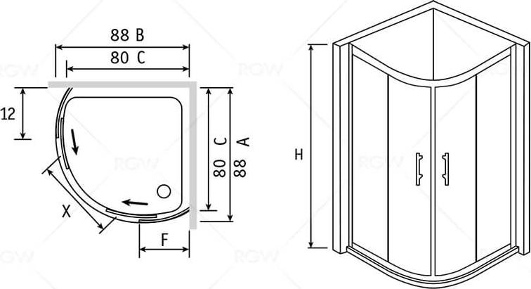 Душевой уголок RGW Passage PA-55 80x80 06085588-11K, профиль хром