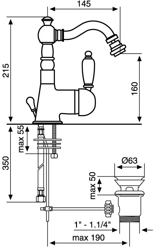 Смеситель для биде Emmevi Laguna 40514OR золото