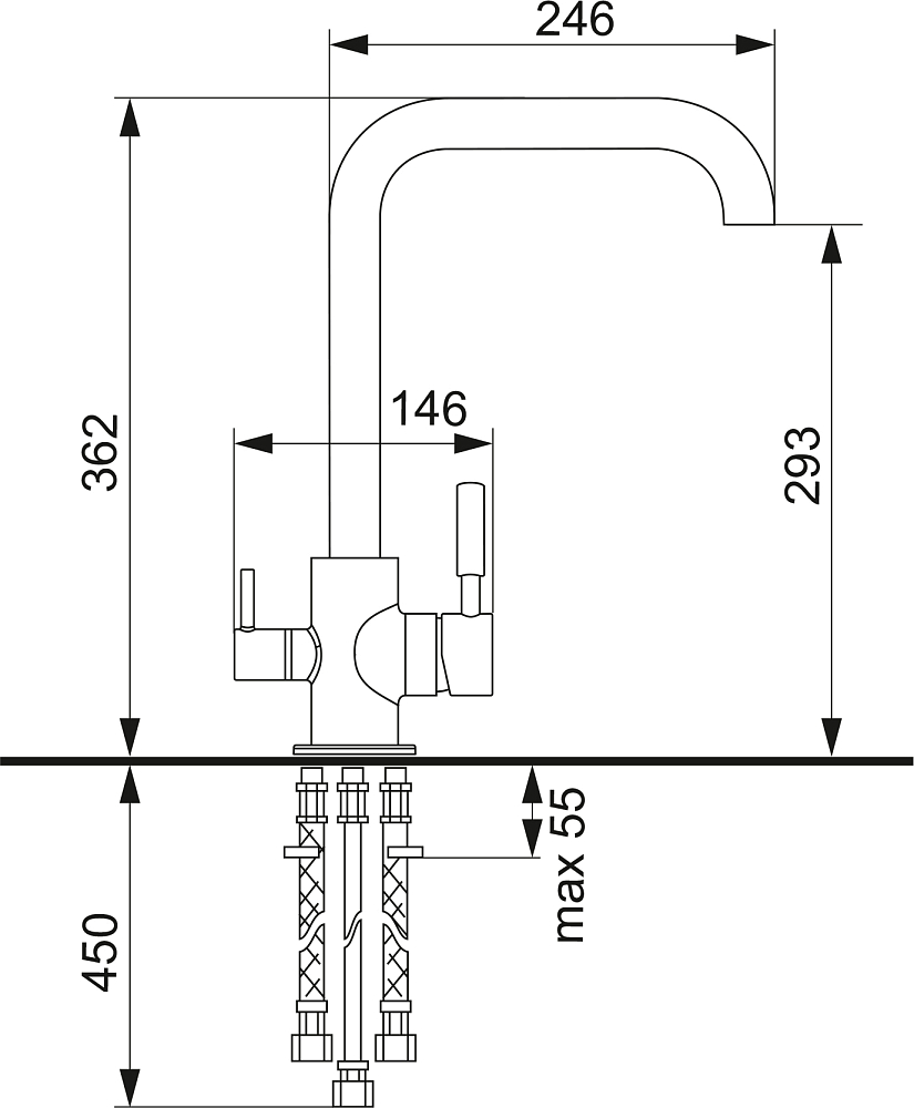 Комплект Мойка кухонная Domaci Солерно DP 605-08 космос + Смеситель UQ-019-08 космос