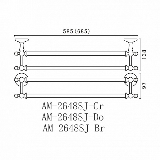 Полотенцедержатель Art&Max Antic Crystal AM-2648SJ-Br, бронза